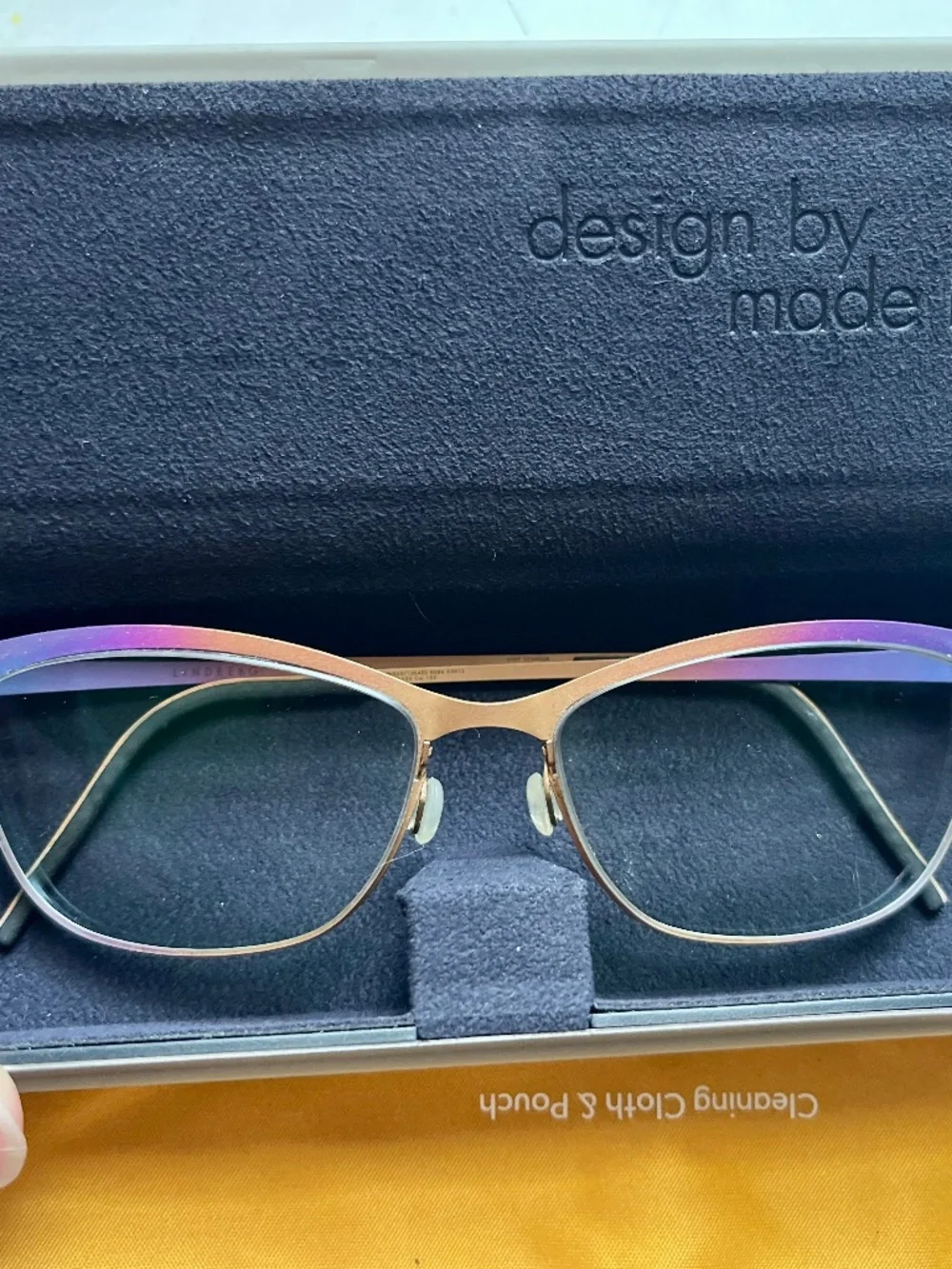 Lindberg Strip Titanium Eyeglass Frames Purple Gold Gradient - Browline 9584
